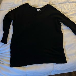 Black Piko style v-neck “fuzzy” sweater. Oversized. Size Medium.